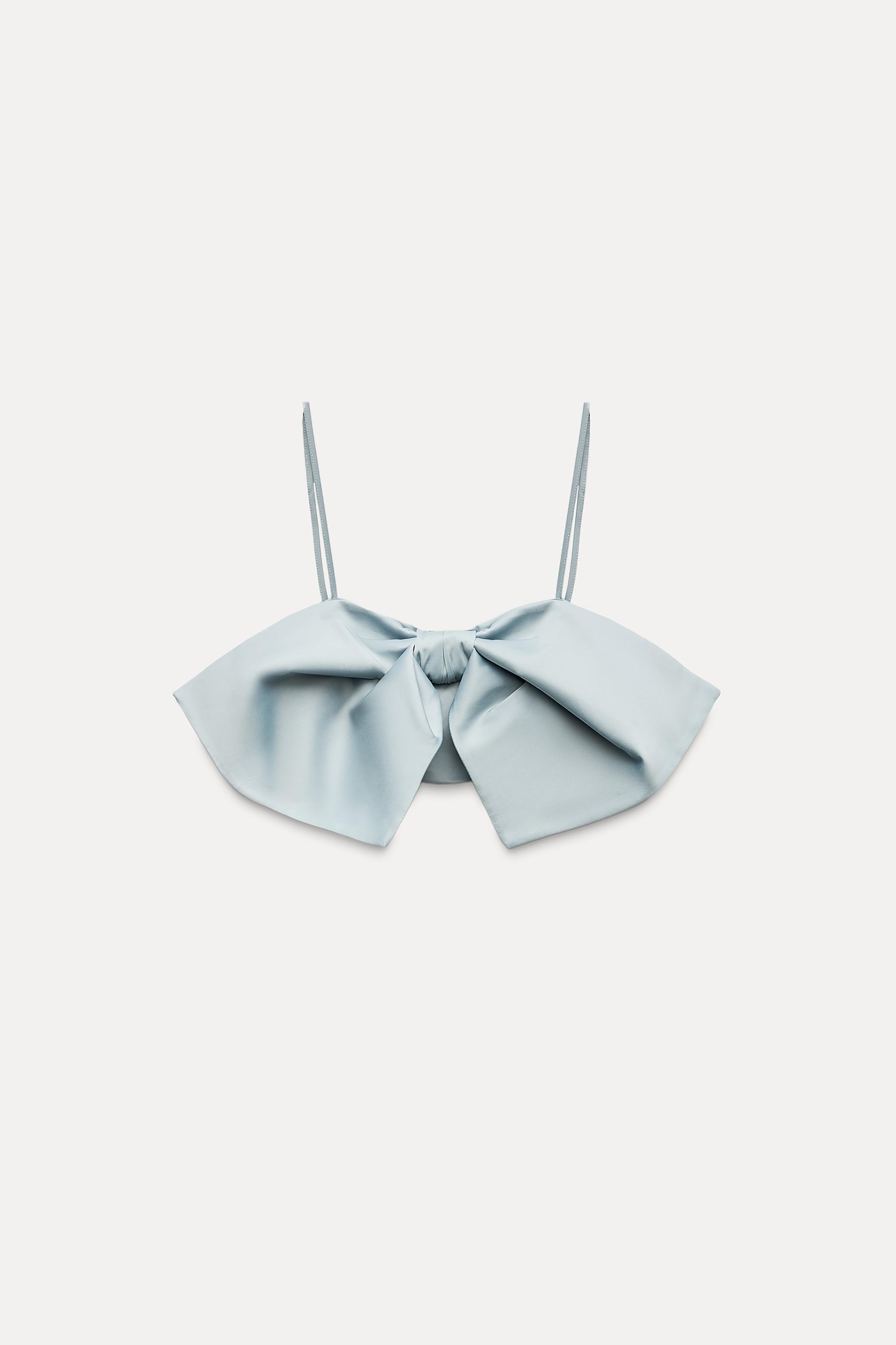 SATIN EFFECT BOW CROP TOP Product Image