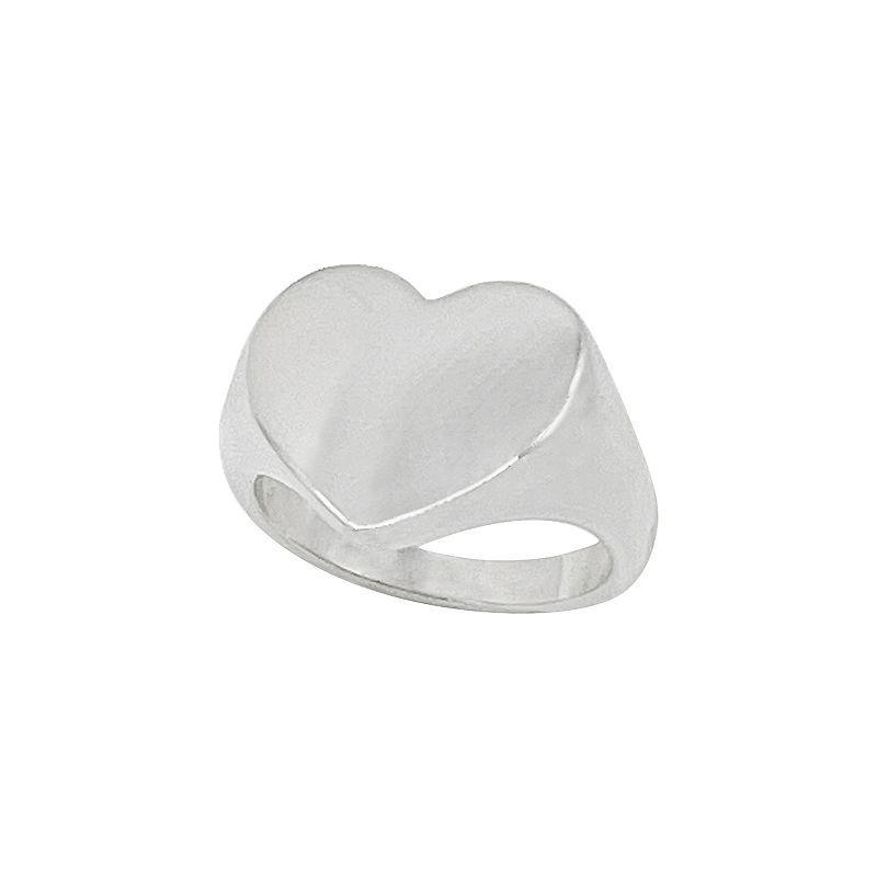 Adornia Rhodium-Plated Heart Signet Statement Ring Product Image