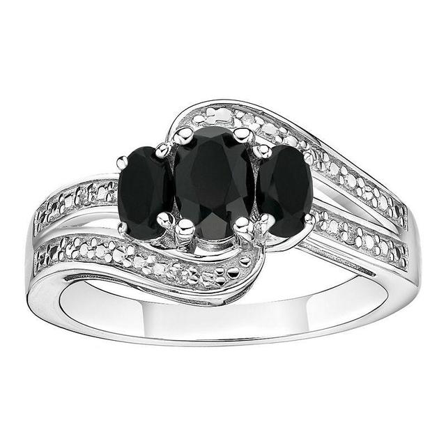 Gemminded Sterling Silver Black Onyx & White Topaz Accent Ring, Womens Product Image