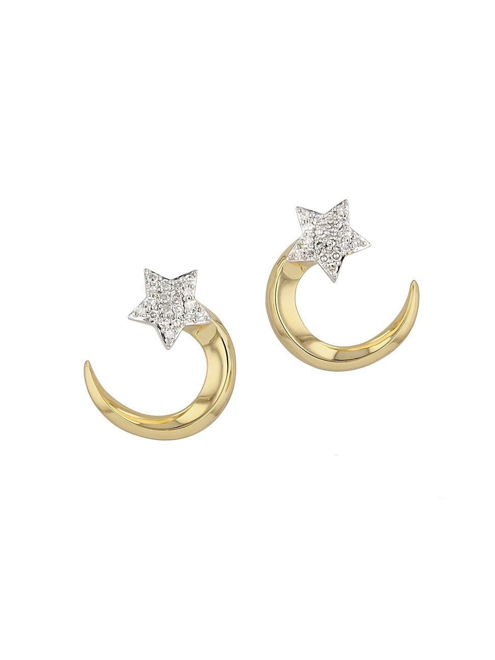 Womens 14K Yellow Gold & 0.19 TCW Diamond Affair Shooting Star Earrings Product Image