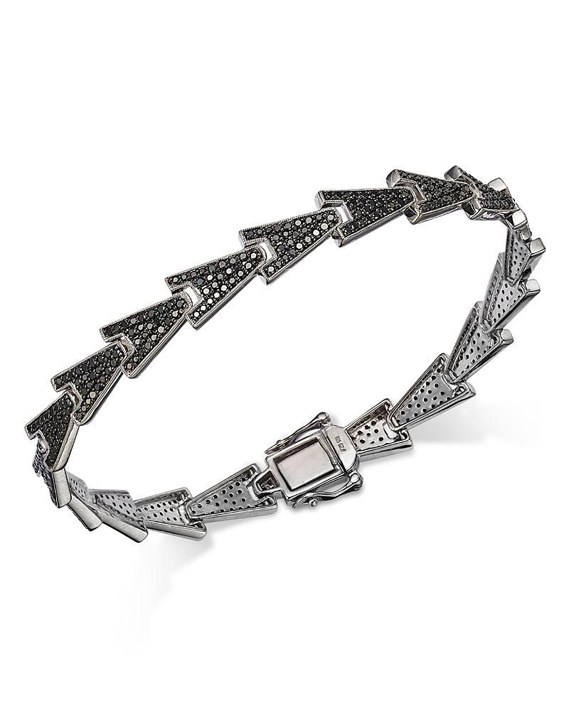 Bloomingdales Fine Collection Mens Black Diamond Triangle Link Bracelet in 14K White Gold, 3.5 ct. t. w. Product Image