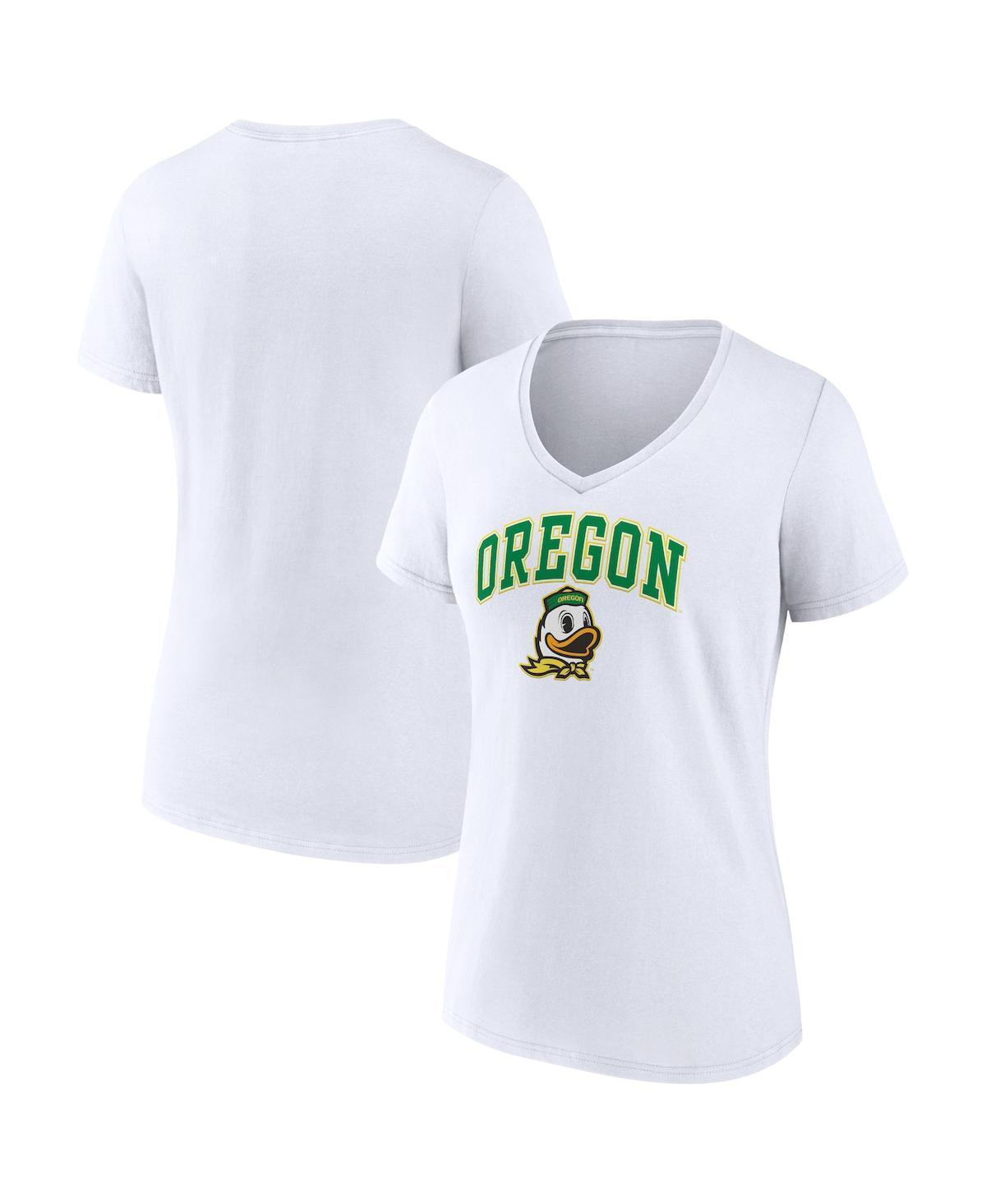 Womens Fanatics White Oregon Ducks Evergreen Campus V-Neck T-shirt Product Image