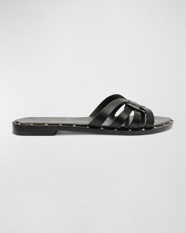 Phoenix Studded Leather Flat Sandals Product Image