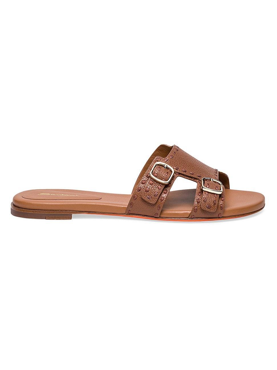 Womens Leather Buckle Slip-On Sandals product image