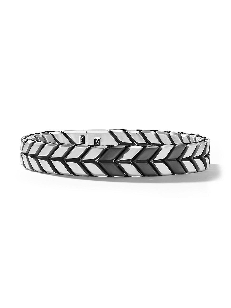 Mens Chevron Woven Bracelet in Black Titanium Product Image