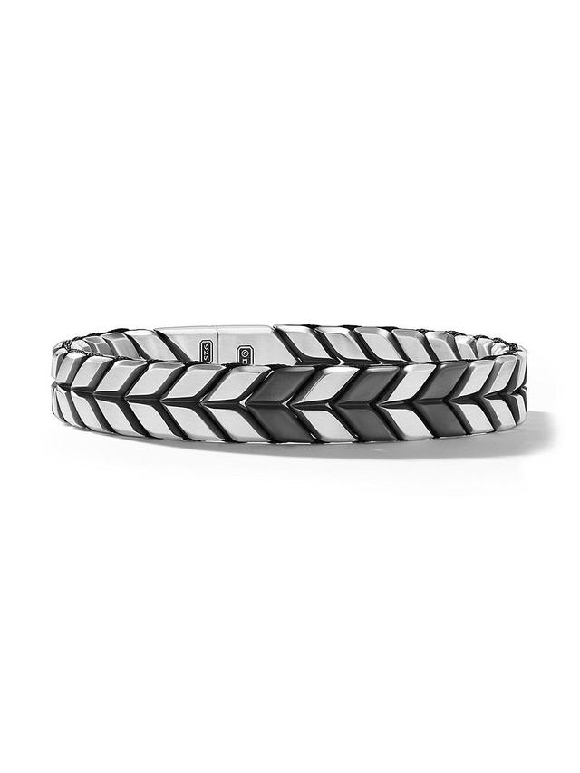 Mens Chevron Woven Bracelet in Black Titanium Product Image