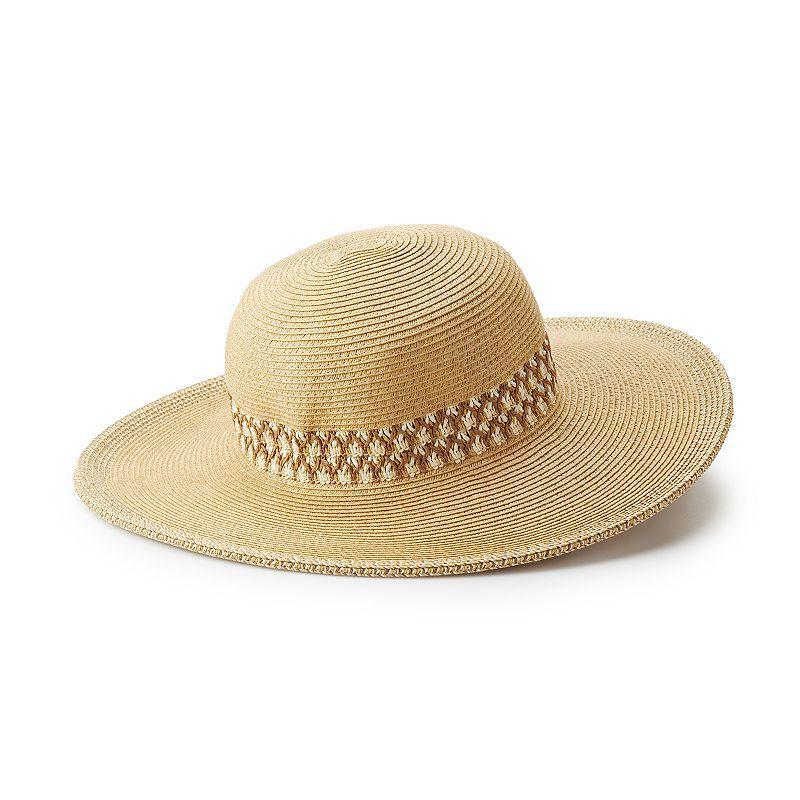 Womens Nine West Multicolor Lace Inset Floppy Hat Product Image