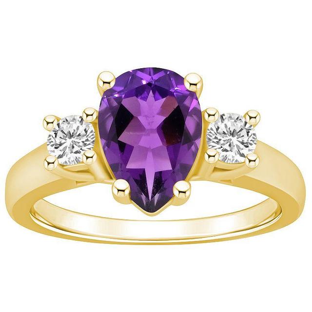 Alyson Layne 14k Gold Pear Cut Amethyst & 1/3 Carat T.W. Diamond Ring, Womens Purple Product Image