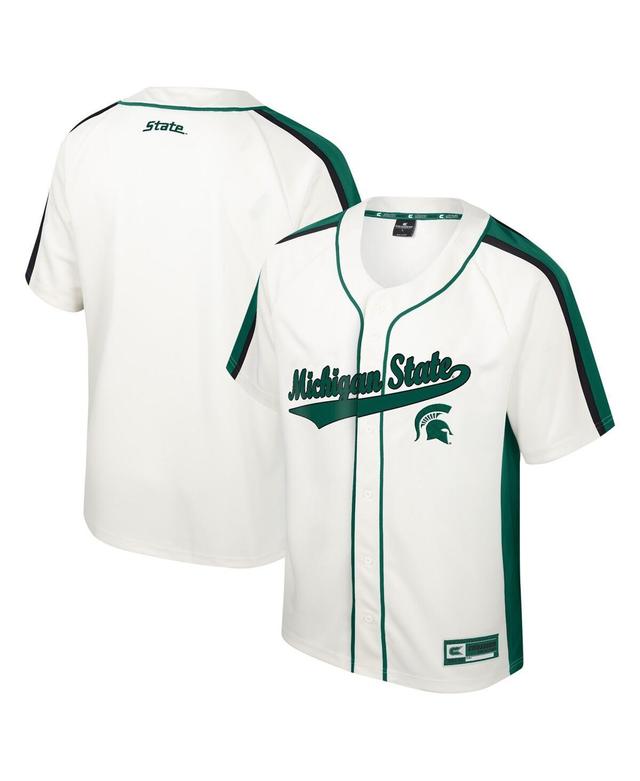 Mens Colosseum Cream Michigan State Spartans Ruth Button-Up Baseball Jersey - Cream Product Image