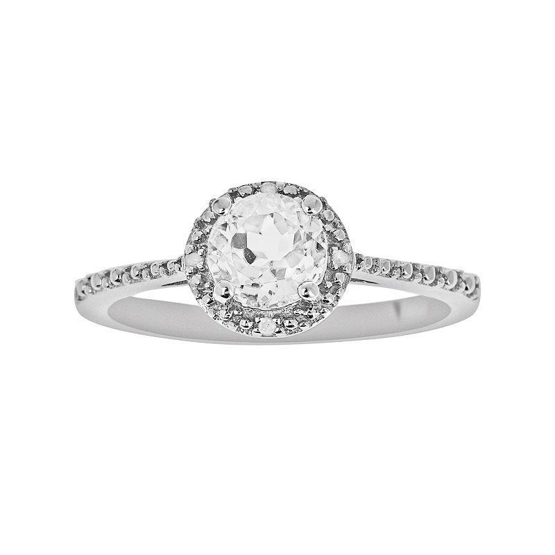 Celebration Gems Sterling Silver White Topaz and Diamond Accent Frame Ring, Womens Product Image