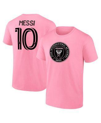 Mens Fanatics Lionel Messi Pink Inter Miami CF Authentic Stack Name & Number T-Shirt Product Image