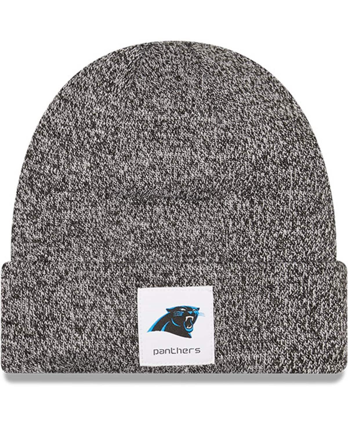 Mens New Era Heathered Black Carolina Panthers Hamilton Cuffed Knit Hat Product Image