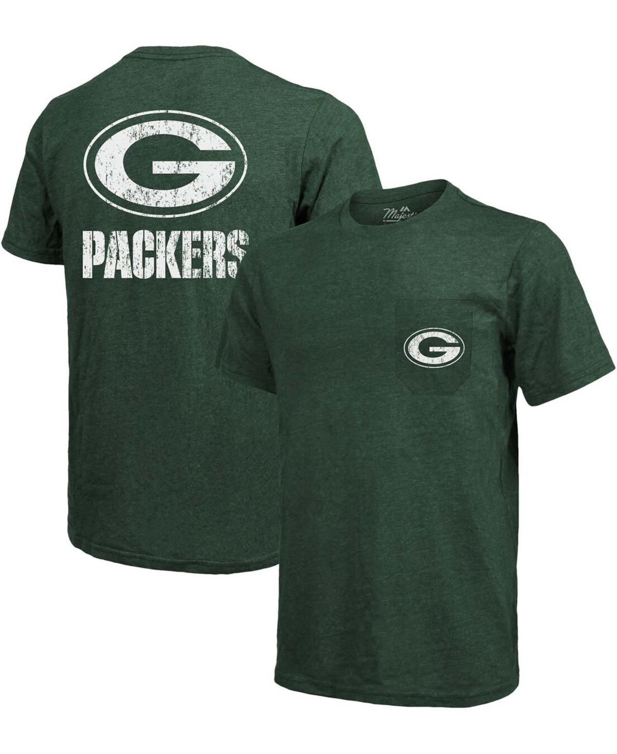 Green Bay Packers Tri-Blend Pocket T-shirt - Heathered Green Product Image