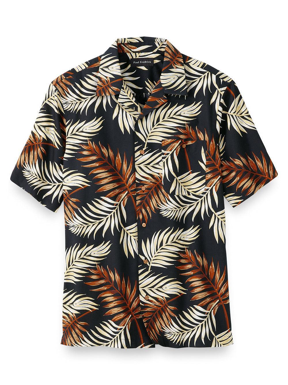 Slim Fit Cotton Tropical Print Casual Shirt Product Image