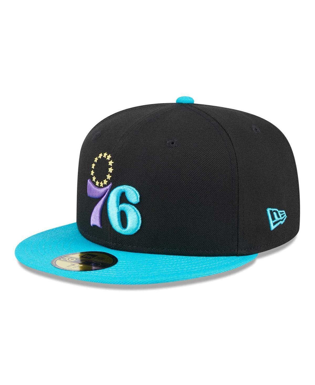 Mens New Era Black/Turquoise Philadelphia 76ers Arcade Scheme 59FIFTY Fitted Hat Product Image