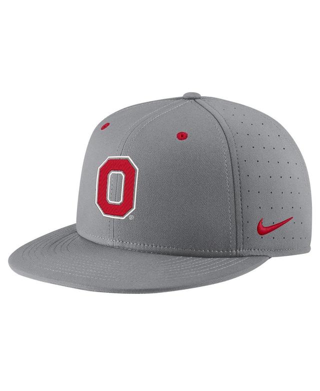 Mens Nike Gray Ohio State Buckeyes Usa Side Patch True AeroBill Performance Fitted Hat Product Image