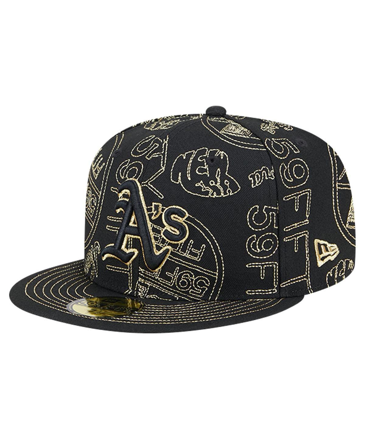 New Era Mens Black Oakland Athletics 59FIFTY Day Allover Fitted Hat Product Image