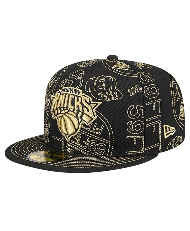 New Era Mens New York Knicks 59FIFTY Day Allover Print Stencil Fitted Hat Product Image