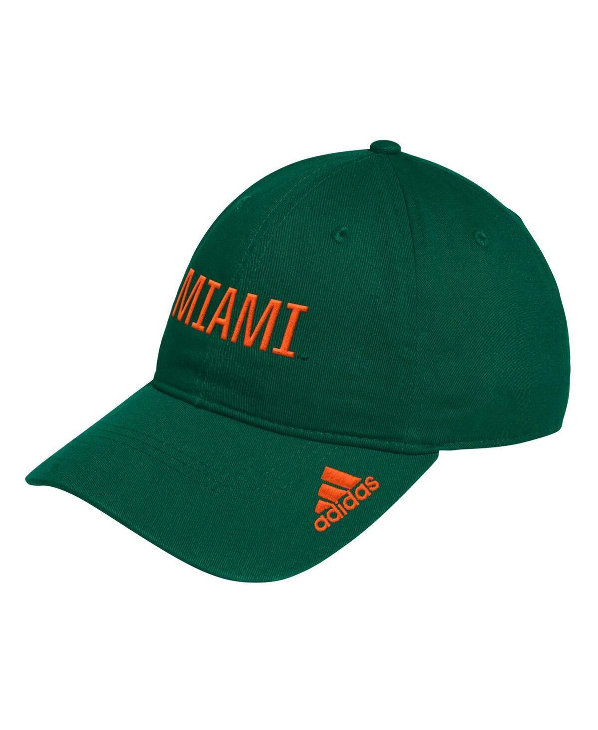 Adidas Mens Green Miami Hurricanes Locker Room Wordmark Slouch Adjustable Hat Product Image