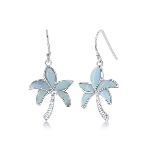 Sterling Silver Larimar Palm Tree Earrings Product Image