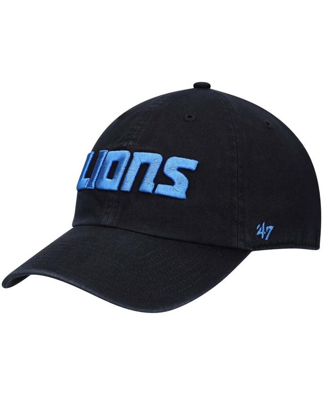 Mens Black Detroit Lions Clean Up Script Adjustable Hat Product Image