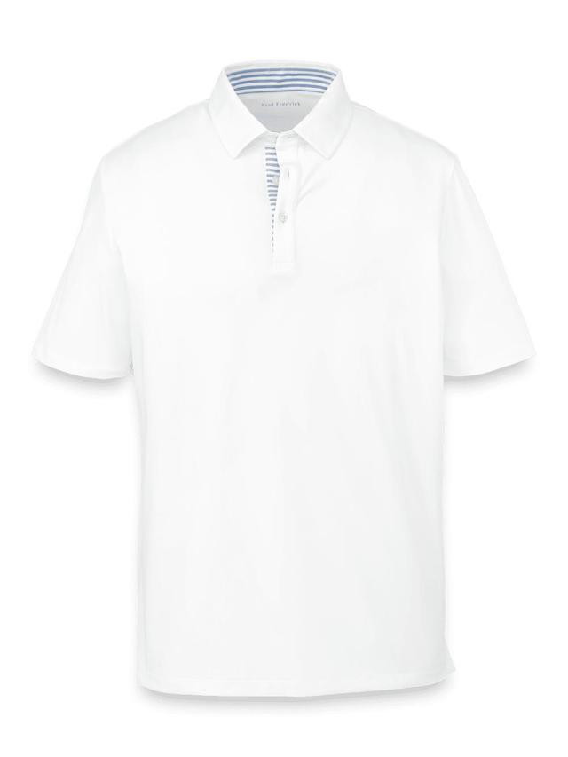 Performance Blend Three Button Polo - White Product Image