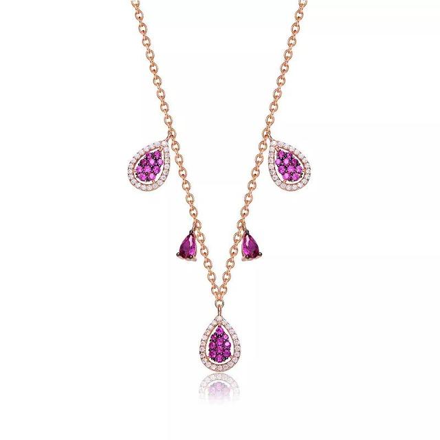 18k Rose Gold over Sterling Silver Cubic Zirconia Charm Necklace, Womens Pink Tone Product Image