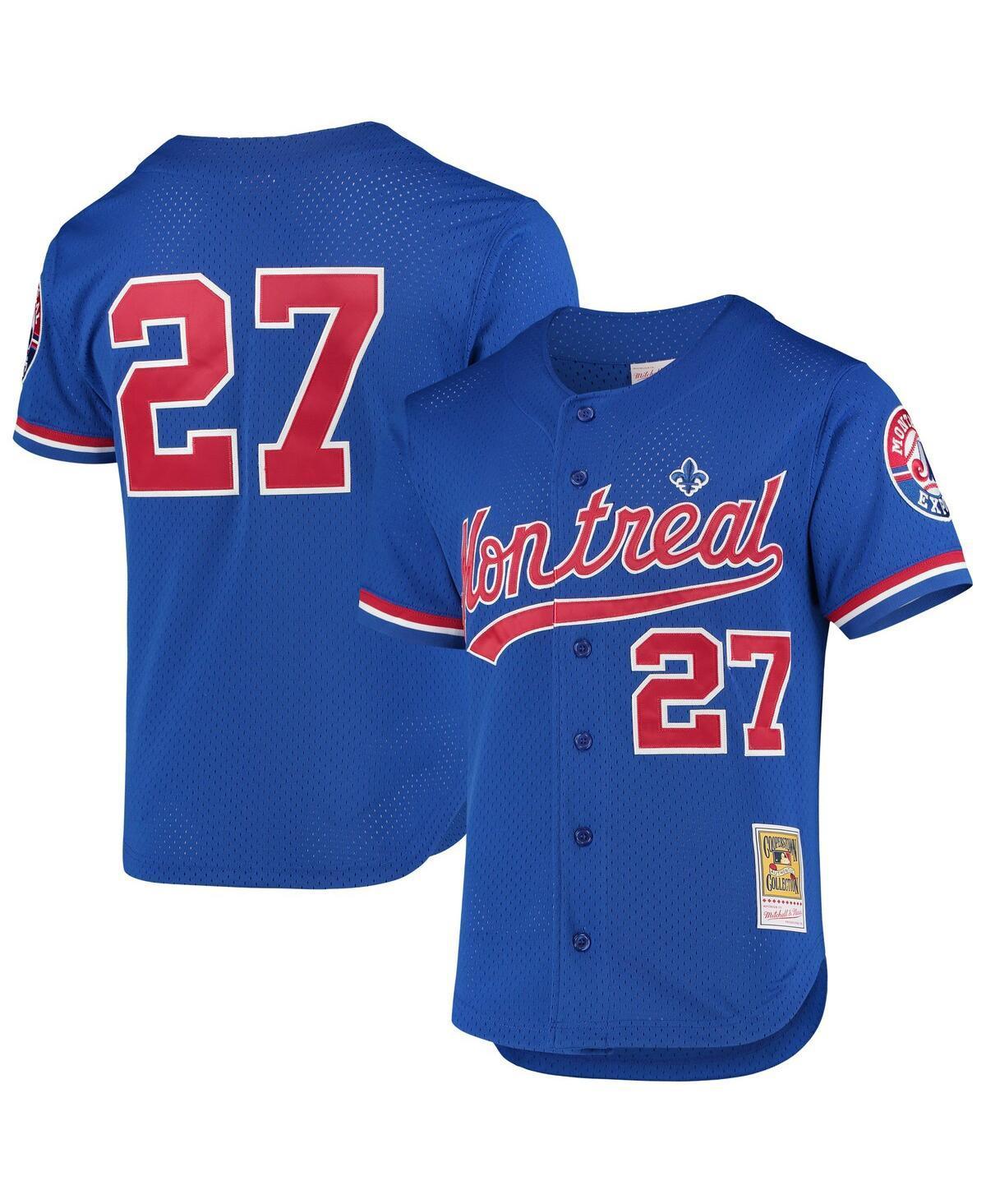 Mens Mitchell & Ness Vladimir Guerrero Blue Montreal Expos Cooperstown Collection Mesh Batting Practice Button-Up Jersey Product Image