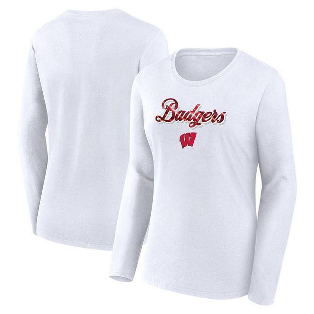 Womens Fanatics Branded Wisconsin Badgers Double Team Script Long Sleeve T-Shirt Product Image