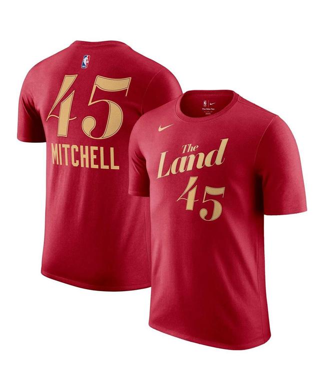 Mens Nike Donovan Mitchell Wine Cleveland Cavaliers 2023/24 City Edition Name and Number T-shirt Product Image