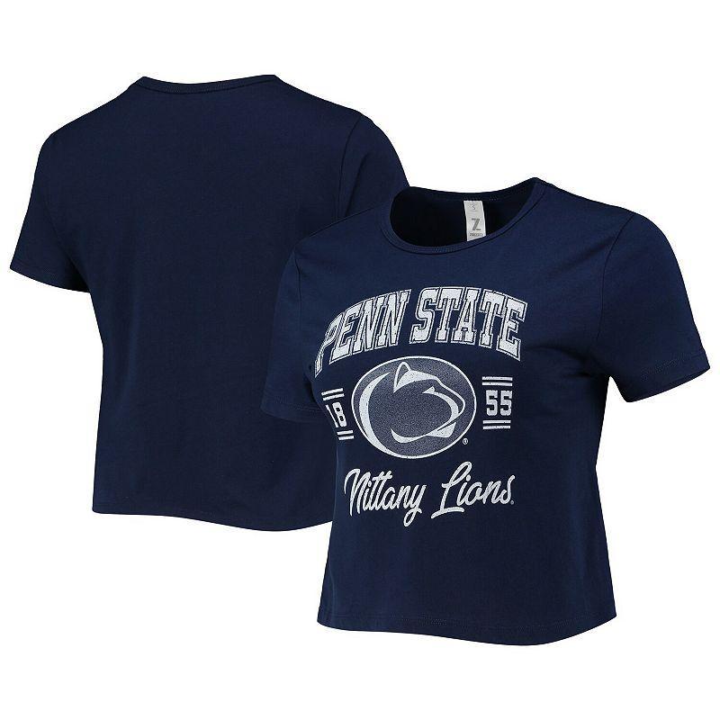 Womens ZooZatz Navy Distressed Penn State Nittany Lions Core Laurels Cropped T-shirt Product Image