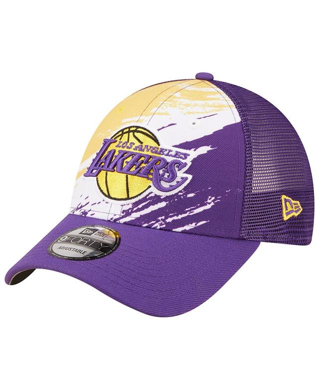 Mens New Era Los Angeles Lakers Marble 9FORTY Trucker Snapback Hat Product Image