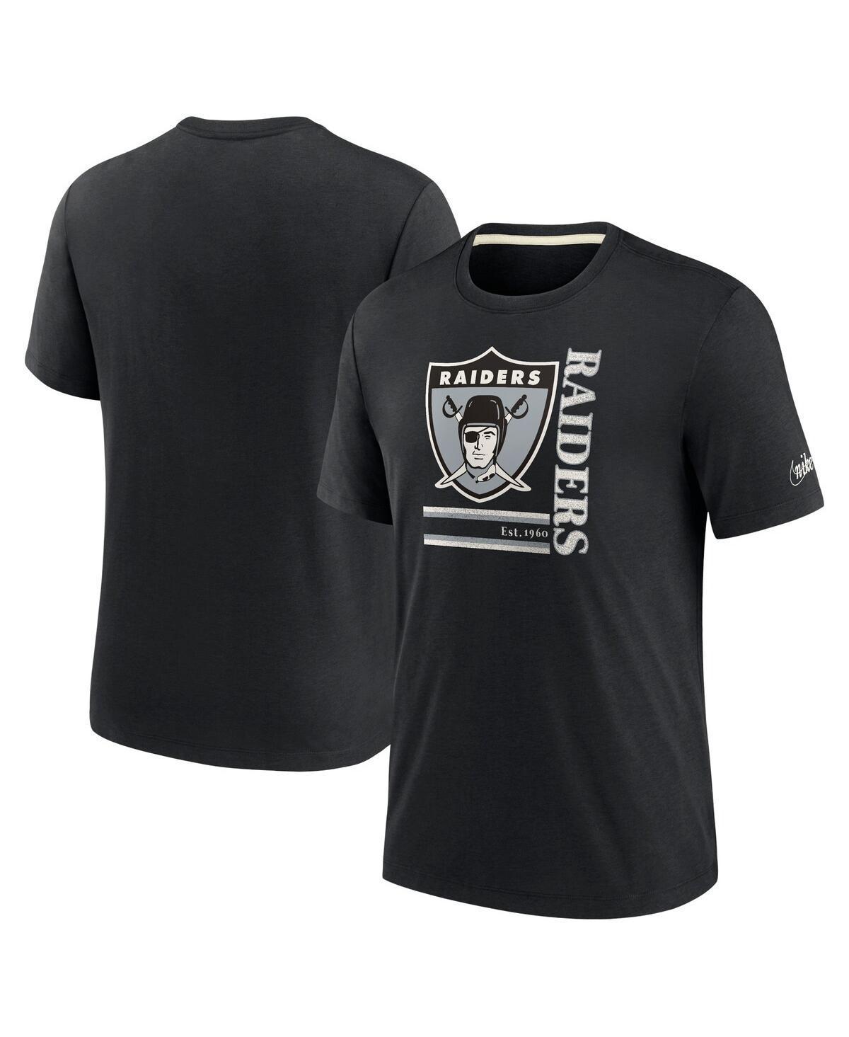 Mens Nike Black Las Vegas Raiders Wordmark Logo Tri-Blend T-Shirt Product Image