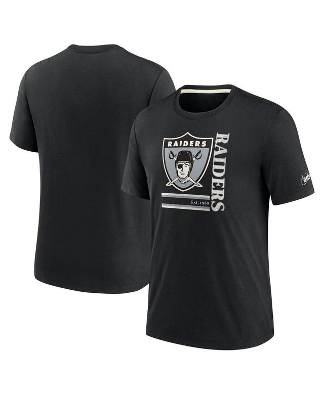 Mens Nike Black Las Vegas Raiders Wordmark Logo Tri-Blend T-shirt Product Image