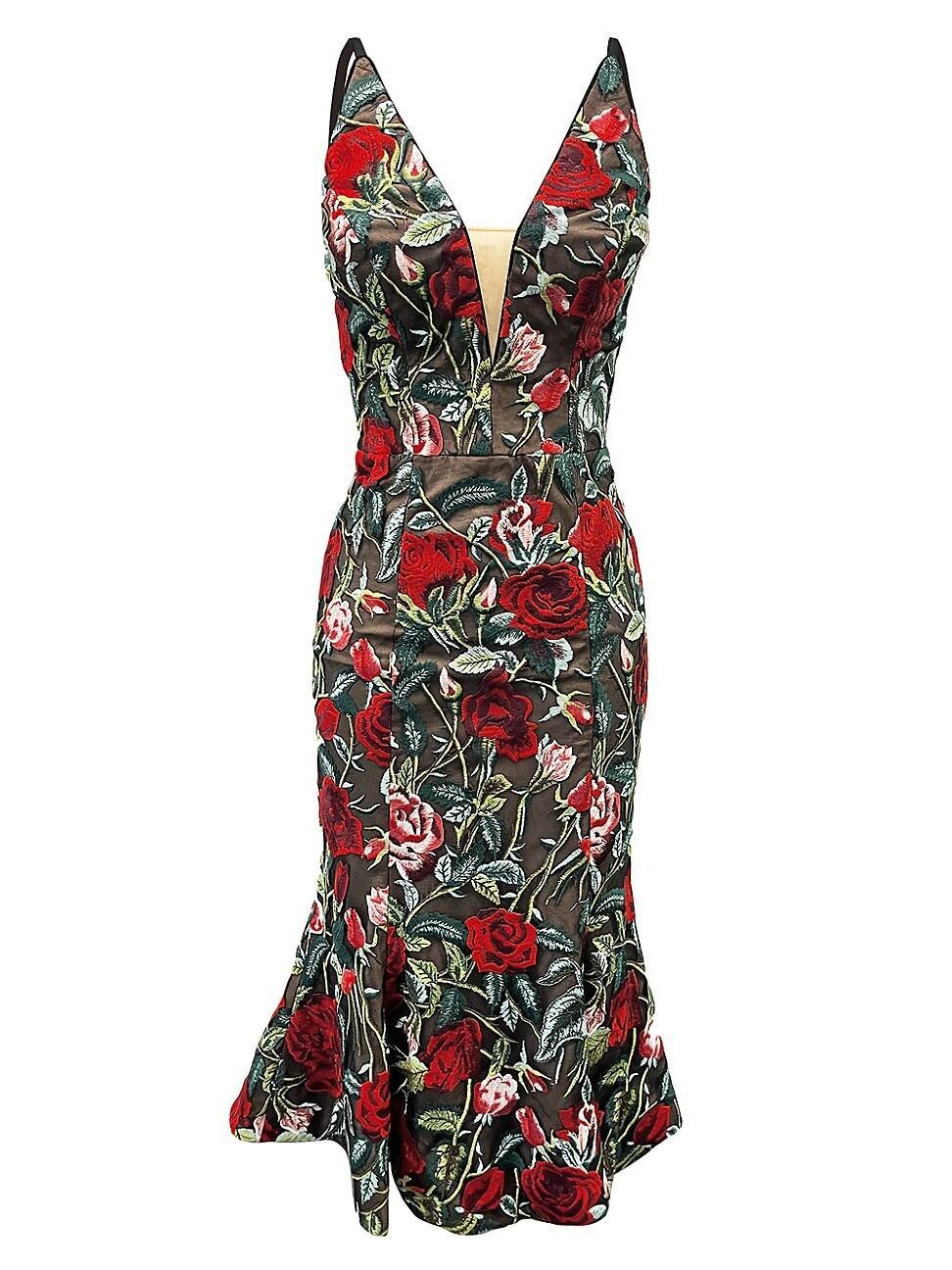 Womens Isabelle Floral-Embroidered Mesh Midi-Dress Product Image