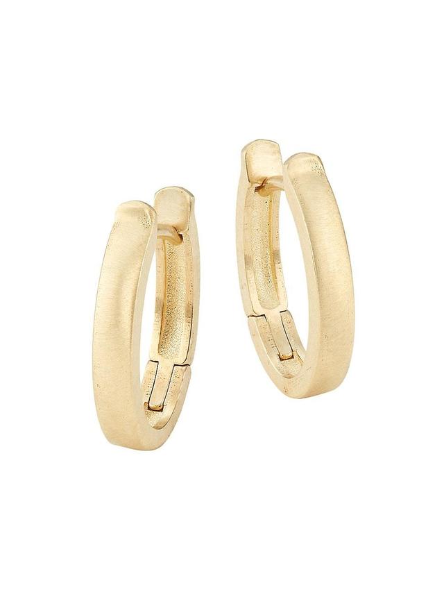 Womens 14K Yellow Gold Oval Huggie Hoop Earrings Product Image