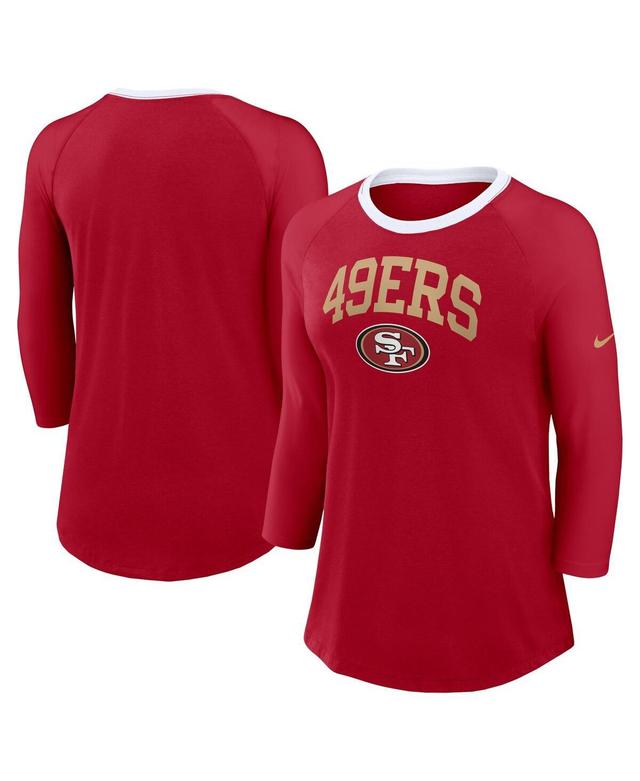 Nike Womens Scarlet San Francisco 49ers Raglan 3/4 Sleeve T-Shirt - Scarlet Product Image