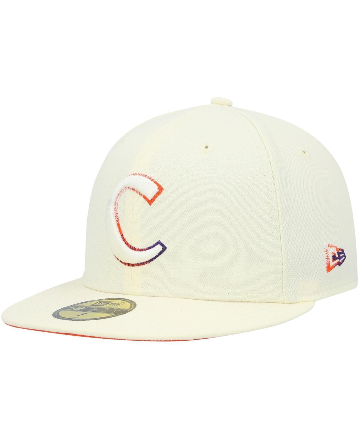 Mens New Era White Clemson Tigers Chrome Color Dim 59FIFTY Fitted Hat Product Image