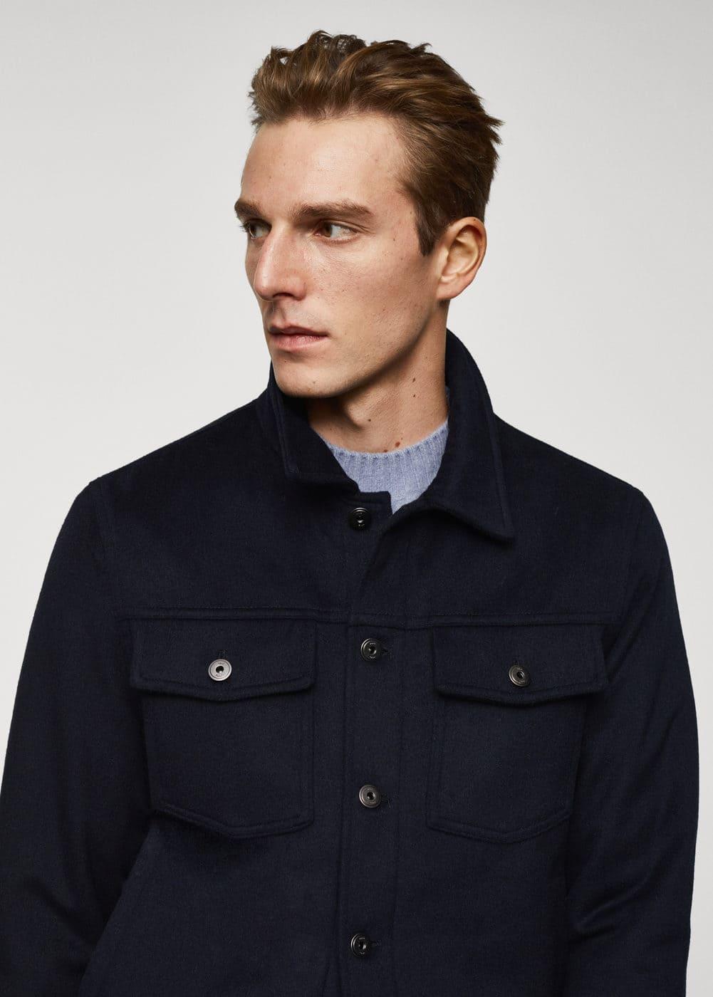 MANGO MAN - Pocketed wool-blend jacket navyMen Product Image