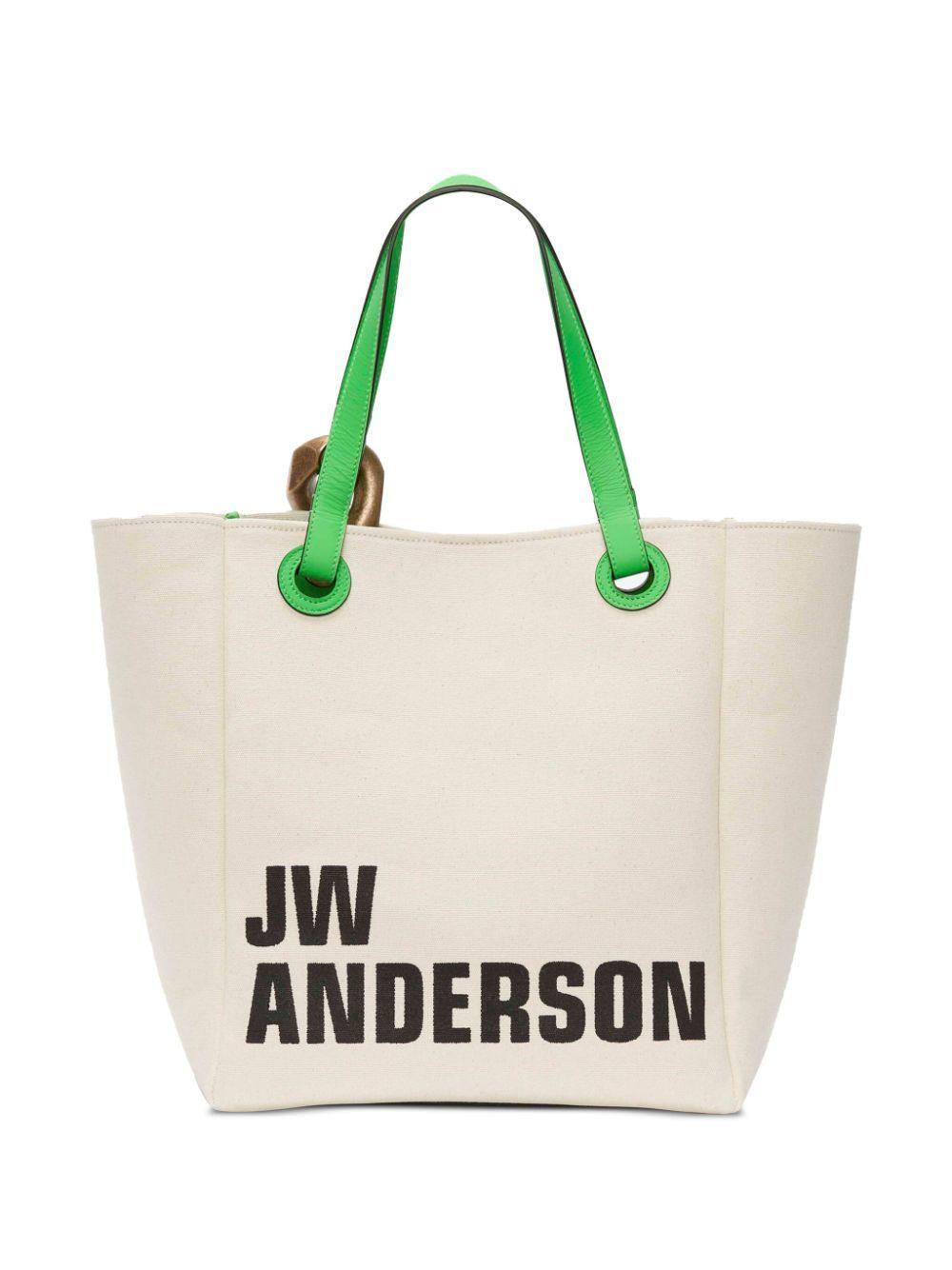 JW ANDERSON Corner Canvas Tote Bag In Beige Product Image