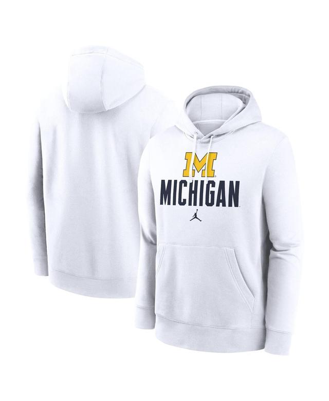 Jordan Mens White Michigan Wolverines Primetime Club Fleece Pullover Hoodie Product Image