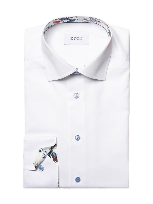 Mens Contemporary Fit Solid Shirt With Floral Contrast Detail Product Image