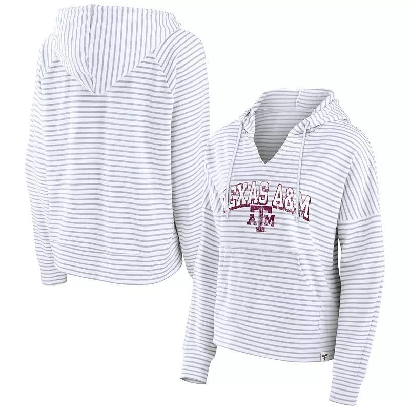 Womens Fanatics Branded Texas A&M Aggies Striped Notch Neck Pullover Hoodie Product Image