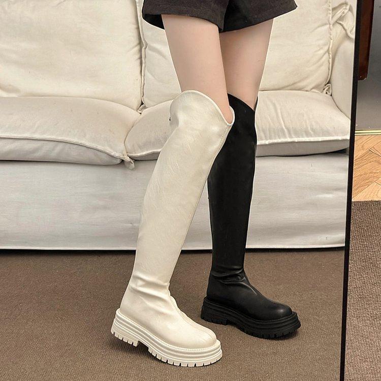 Faux Leather Platform Tall Boots product image