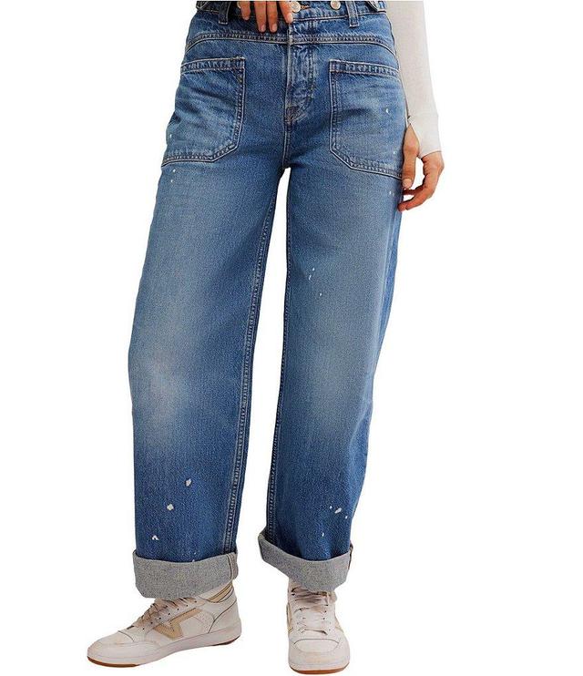 Free People Palmer Mid Rise Relaxed Button Waist Cuffed Jeans Product Image