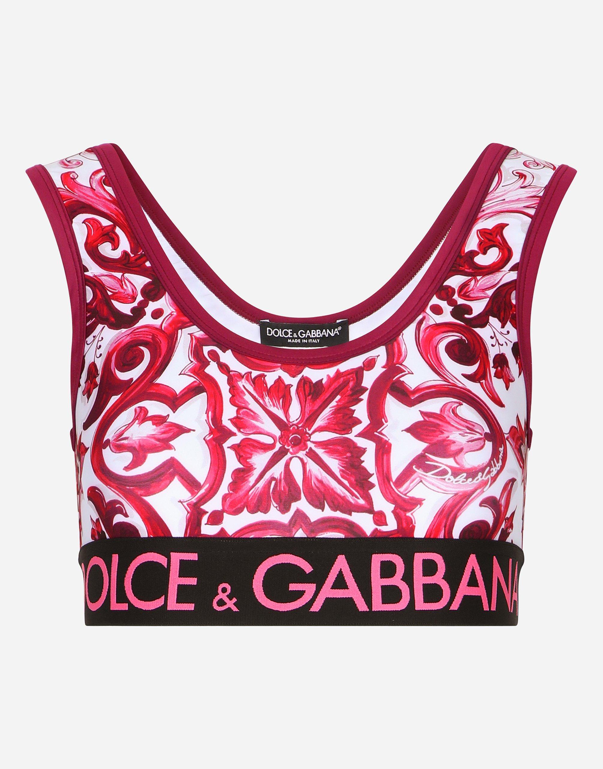 DOLCE & GABBANA Technical Jersey Top With Branded Elastic Band In Multicolor Product Image