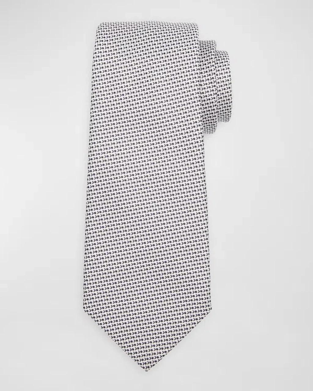 Men's Micro-geometric Silk Tie In Navy Product Image