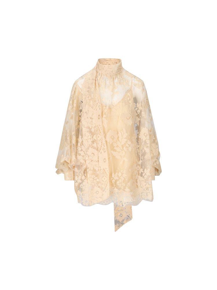 Illustration Lace Blouse In Nude & Neutrals Product Image