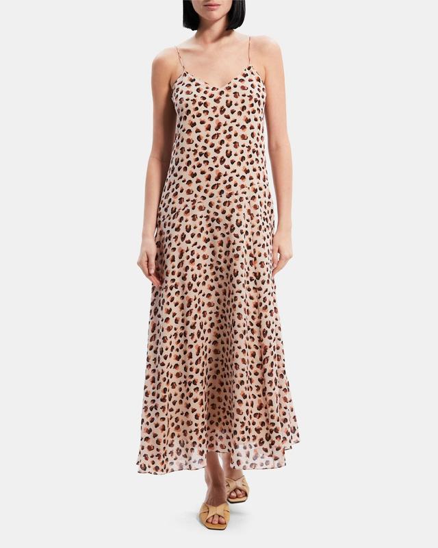 Asymmetrical Slip Dress in Leopard Print Silk Product Image