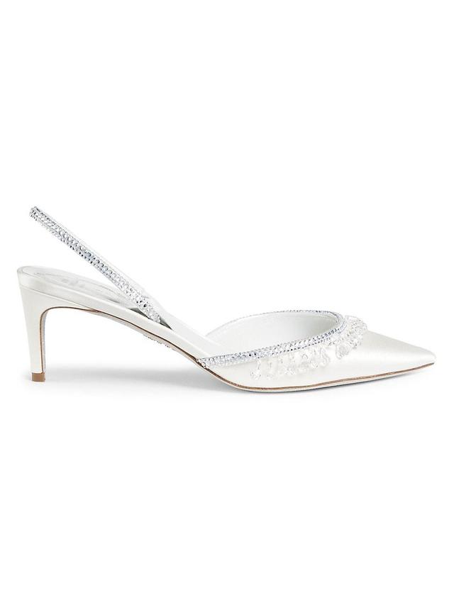 Womens 60MM Crystal & Satin Slingback Pumps Product Image